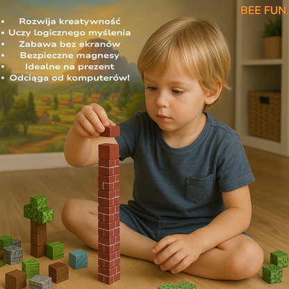 BeeFun Magnetyczne Klocki BeeBricks – 100 elementów + GRATISY