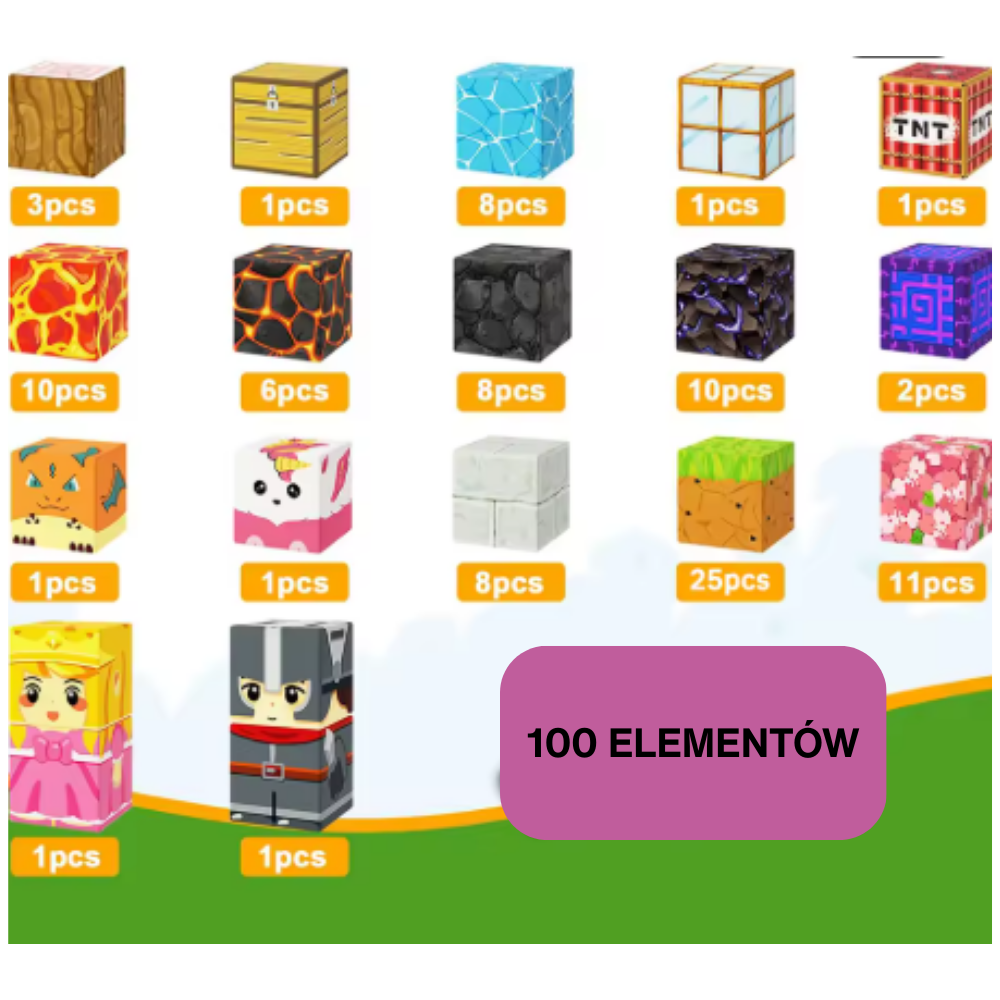 BeeFun Magnetyczne Klocki BeeBricks Premium: Złota Jesień 🍁 – 100 elementów + GRATISY