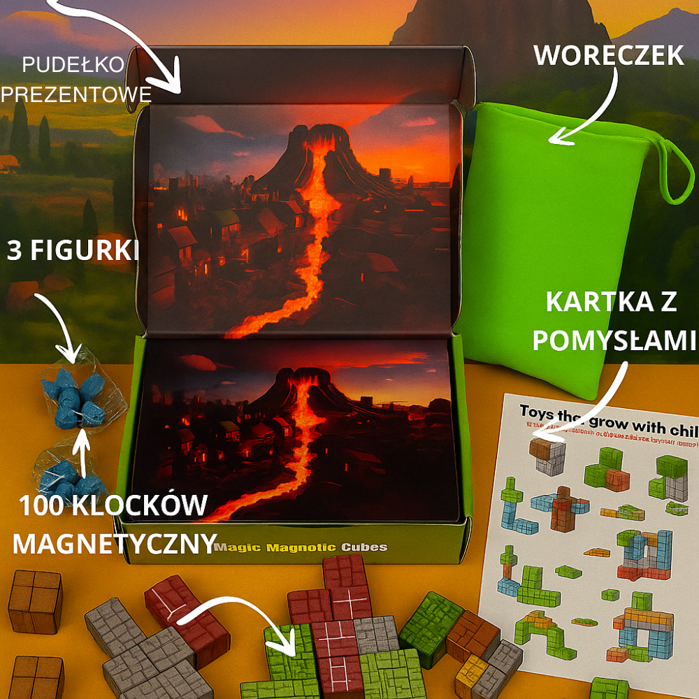 BeeFun Magnetyczne Klocki BeeBricks Premium: Złota Jesień 🍁 – 100 elementów + GRATISY