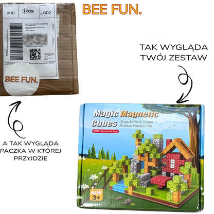 BeeFun Magnetyczne Klocki BeeBricks – 100 elementów + GRATISY